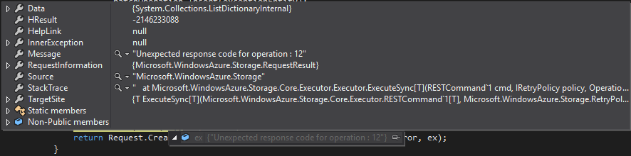 exception screenshot